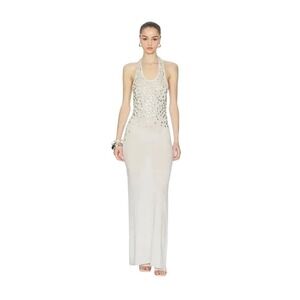 Aya Muse Oriel Maxi Dress Elephant Cashmere Linen Halter Medium